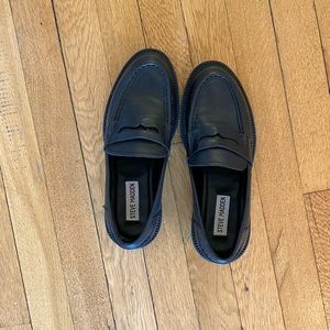 Steve Madden KALLEN BLACK LEATHER classic penny loafers